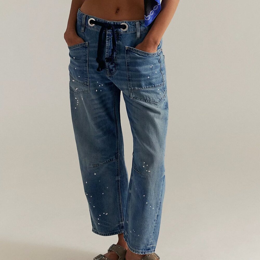 Free People Blue Distressed Jeans